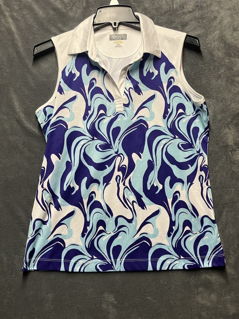 Greg Norman Sleeveless Polo Play Dry Golf Top Womens Sz M Country Club Chic Mod